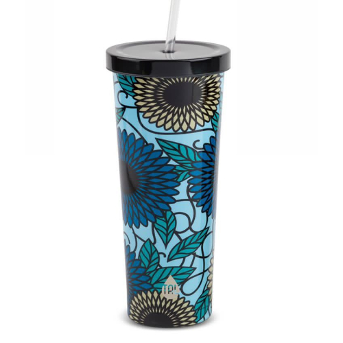 TAL Stainless Steel Coolie Tumbler 24oz Black Flower